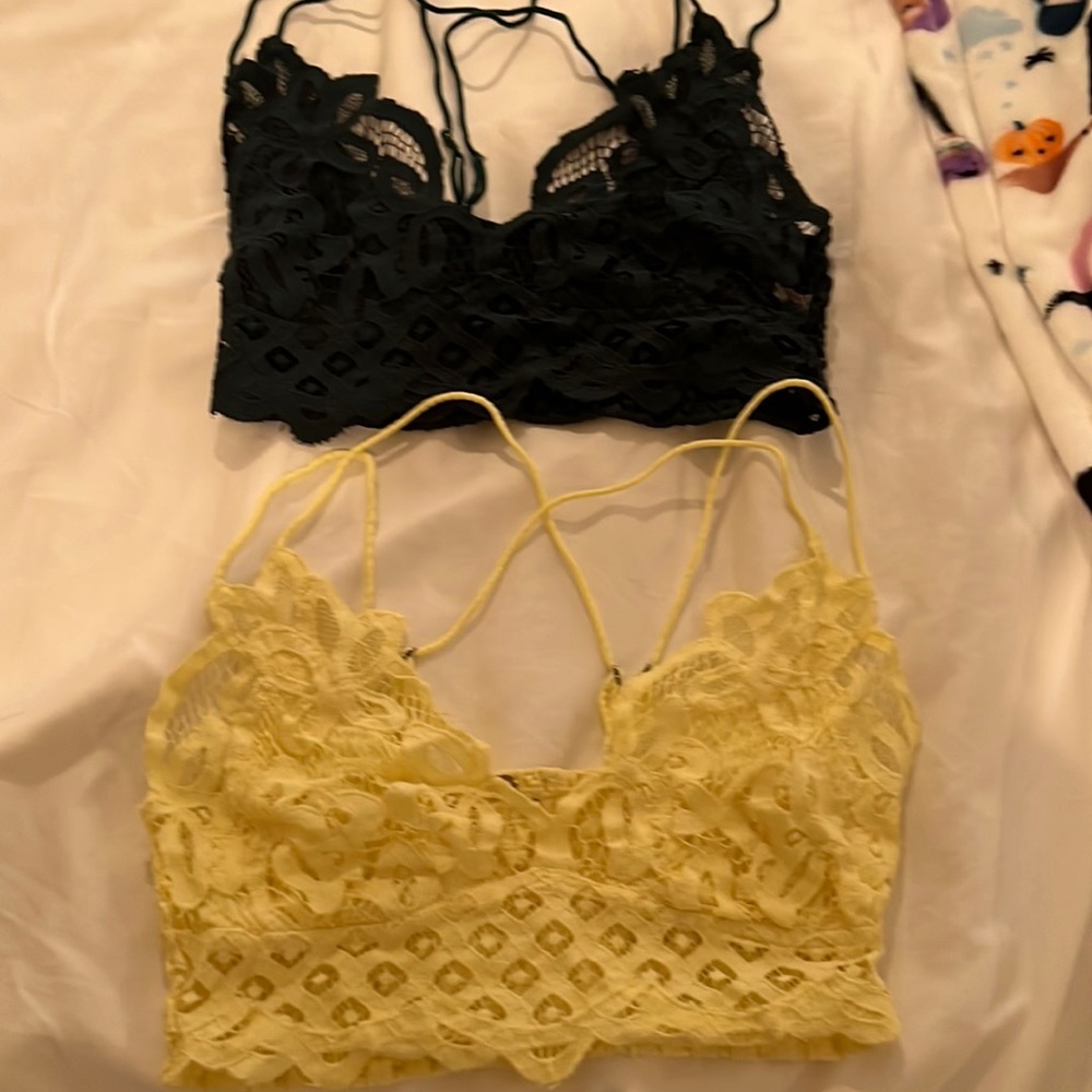 Free people bralettes (2) yellow and green only worn once!